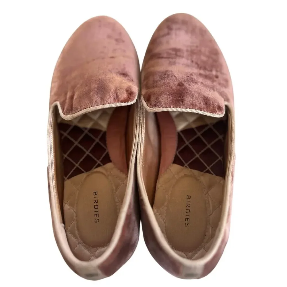 Birdies Starling Pink Velvet Slip On Loafer